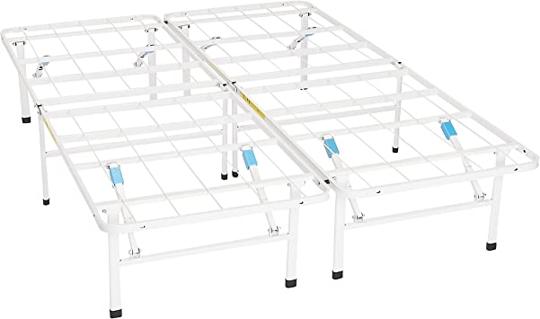 Amazon Basics Foldable Metal Platform Bed Frame with Tool Free Setup, 14 Inches High, Full, White