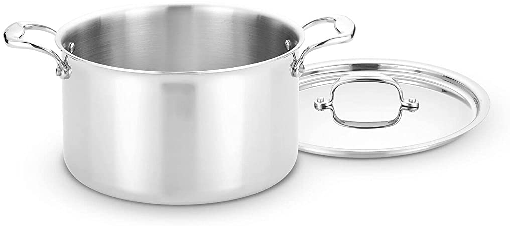 Heritage Steel 8 Quart Stock Pot with Lid - Titanium Strengthened 316Ti Stainless Steel with 5-Ply Construction - Induction-Ready and Fully Clad, Made in USA