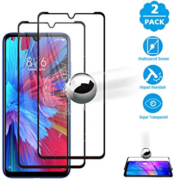 Moglor Screen Protector for Redmi Note 7 (2 Pack) Tempered Glass Film Compatible with Xiaomi Redmi Note 7, Full Coverage, Bubble Free, Scratch Resistant, Shockproof, Anti-Oil