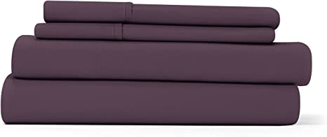 Linen Market Ultra Soft Easy Care Microfiber 16" Deep Pocket Basic 3 Piece Bed Sheet Set with Pillowcases, Purple, Twin