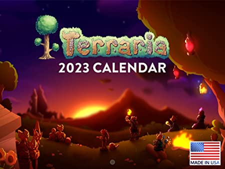 Terraria Calendar 2023 Monthly Wall Hanging Calendars Officially Licensed Fan Art Video Game Large Planner 24 Months - Full 2023 Write On Grid Plus Bonus 2024 Preview Chart - Made In USA