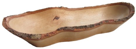 Roro 18 in Natural Wood Long Tray with Bark Edge Made From Sustainable Wood