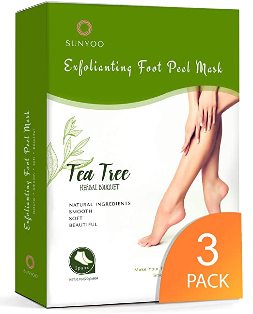 Foot Peel Mask 3 Pack Foot Peeling Mask for Soft Baby Feet - Hard Skin Remover Foot Mask, Removes Calluses and Hard Skin, Foot Care For Men and Women Tea Tree 3 Pack