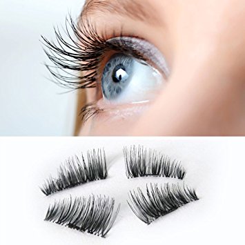 Bottokan False Magnetic Eyelashes, 0.2mm Ultra-thin 3D Fiber for Natural Look, Cruelty Free, Reusable Best Fake Lashes, 1 Pair 4 Pieces