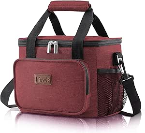 Lifewit Medium Lunch Bag Insulated Lunch Box Soft Cooler Cooling Tote for Adult Men Women, Burgundy 12-Can (8.5L)