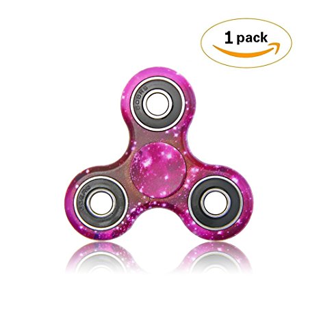 Tri-Hand Spinner with Premier Ceramic Bearing & Fidget Toy for Relieving ADHD, Anxiety, Boredom and Adult Children (Starry Purple)