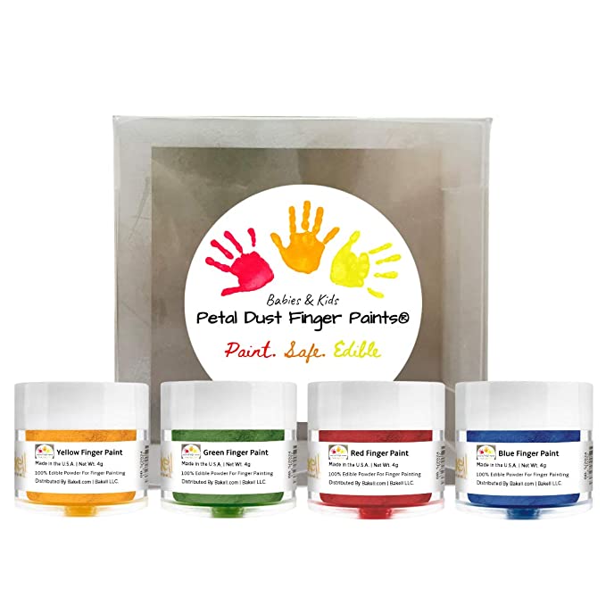 BAKELL Edible Finger Paint For Kids & Babies (4 Pack Set) KOSHER Certified | 100% Edible Paint For Babies | Vegan, Gluten Free, Nut Free, Dairy Free, Non-GMO Edible Finger Paint
