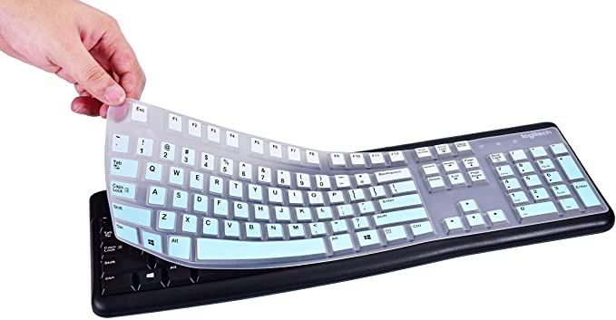 KeyCover - Ultra Thin Silicone Keyboard Cover Compatible with Logitech K120 MK120 Keyboard US Layout - Gradual Mint