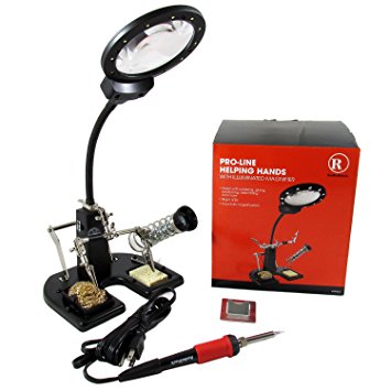 Pro-Line Helping Hands Soldering Station with Illuminated Magnifier & 15 Watt Soldering Iron 15W