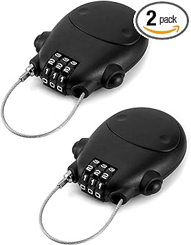 QWORK Retractable Cable Lock, 2 Pack Security Password Lock Steel Cable Luggage Locks…