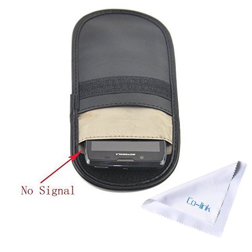 Pu Leather Cell Phone Anti-tracking Anti-spying GPS Rfid Signal Blocker Pouch Case Bag Handset Function Bag Black
