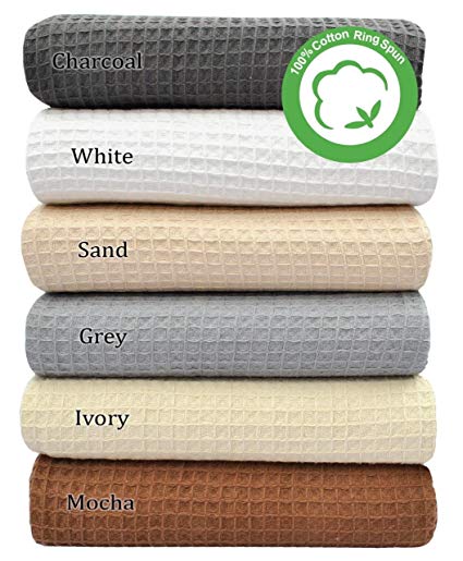 VALUE HOMEZZ 100% Thermal Cotton Throw Blanket for All Season Easy Care Summer Cotton Blankets - Woven Bedspreads & Quilt for Bed & Couch/Sofa Waffle Weave Blanket (King 90 x 108 Inches Charcoal)