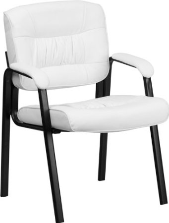 Flash Furniture BT-1404-WH-GG White Leather Guest/Reception Chair with Black Frame Finish