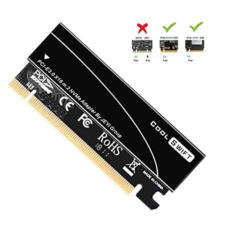 M.2 NVME to PCIe 3.0 x16 Adapter with Aluminum Heatsink Solution NVME SSD to PCI-e 3.0 x16 Host Controller Expansion Card