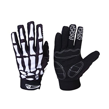 Winter WindStopper Thermal Fleece Bone Skeleton Cycling Gloves Outdoor Sport Bicycle MTB Racing Full Finger Cycling Riding Motorcycle Protective Hand Gloves for Women Men Black