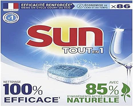 Sun Tablettes Lave-Vaisselle Tout-En-1 Classic Fabriqué en France Eco Label 86 Lavages