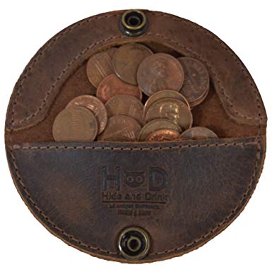 Rustic Leather Moon Coin Case Handmade by Hide & Drink :: Bourbon Brown