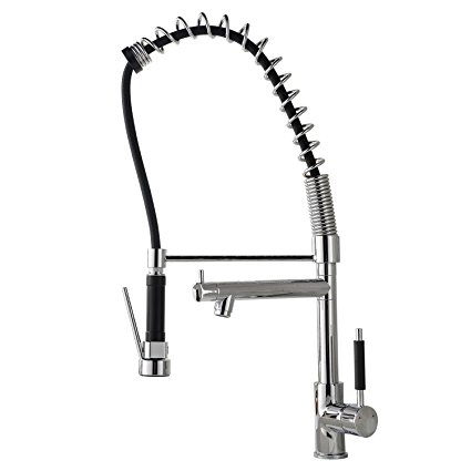 VCCUCINE Best Commercial Chrome Single Handle Pull Down Sprayer Kitchen Faucet, High Arch Pull Out Sink Faucet