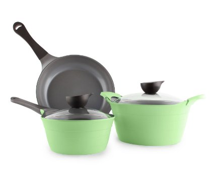 Neoflam Eela 5-Piece Ceramic Nonstick Cookware Set, Apple Green