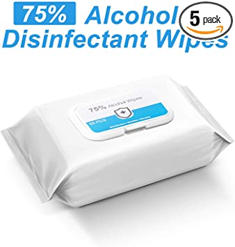 Cleaning Wipes(5 Packs,275 Wipes),Large Wet Wipes(8"x6"),75% Al-cohol Soft Wipes for All-Purpose Cleaning
