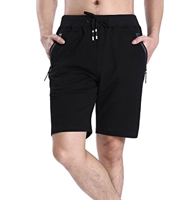 Tansozer Men's Cotton Casual Fit Shorts,Elastic Waist Short Pants with Zipper Pockets Fashion Shorts Summer