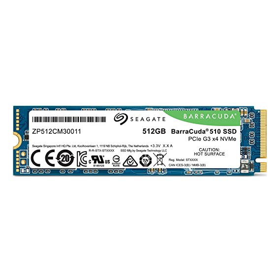 Seagate Barracuda 510 512GB SSD Internal Solid State Drive – PCIe NVMe 3D TLC NAND for Gaming PC Gaming Laptop Desktop (ZP512CM30041)