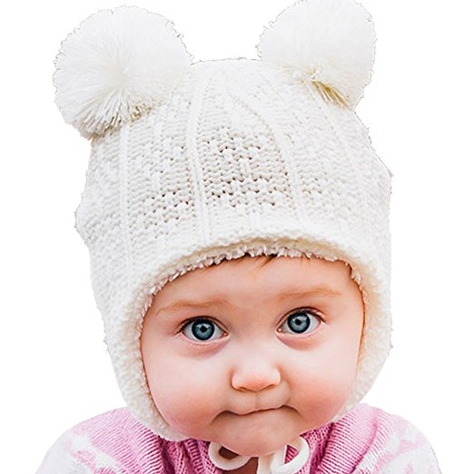 Warm cute baby toddler kid's fall winter earflap beanie hat OR fleece lined mittens