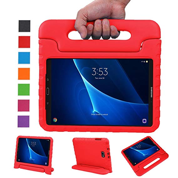 BELLESTYLE Samsung Galaxy Tab A 10.1 Case - Shockproof Kids Case Cover Light Weight Tablet Protection with Convertible Handle Stand for Samsung Galaxy Tab A 10.1 Inch SM-T580/ SM-T585 Tablet 2016 Release (No Pen Version),Red