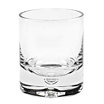 Badash - Galaxy Design Mouth Blown UnLeaded Crystal 4 pc. Set of Rocks Glasses With Thick Sham and Bubble in Base - 10 Ounces