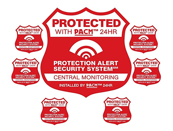 Home Security System Alarm Yard Sign & 6 Alarm STATIC CLING Stickers Red PACM