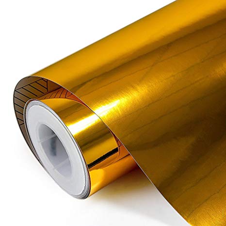 TECKWRAP 11.5"x 55" Chrome Mirror Gold Vinyl Wrap Self Adhesive Car Sticker