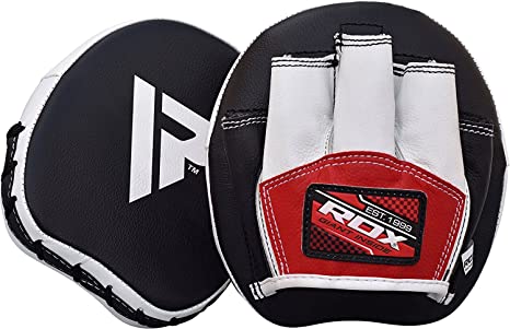 RDX Boxing Pads Mini Focus Mitts | Maya Hide Leather Micro Hook and Jab Hand Pads | Smartie Strike Shield for Kickboxing, MMA, Muay Thai, Punching Target, Martial Arts, Karate Training