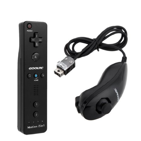 Replacement for Nintendo Wii Bundle Wiimote (Wii Remote) Black and Nunchuk with Limited Edition with free silicon case