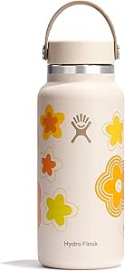 Hydro Flask Wide Mouth vacuum insulated stainless steel water bottle with leakproof closeable lid for cold water drinks, sports, travel, car and school