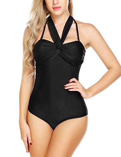 ELOVER Women Halter One Piece Swimsuit Criss Cross Bikini Swimwear Backless Bathing Suit