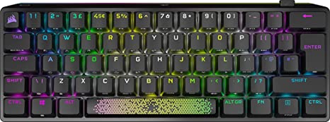 Corsair K70 PRO MINI WIRELESS RGB 60% Mechanical Gaming Keyboard (Fastest Sub-1ms , Swappable CHERRY MX Red Keyswitches, Durable Aluminum Frame and PBT Double-Shot Keycap) Black