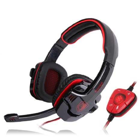 E4store USB 7.1 Stereo Deep Bass PC Gaming Headset Headphones with Microphone and Remoter for PC Laptop(Black-Red)