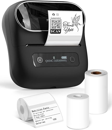 Phomemo Portable Thermal Bluetooth Label Makers - Wireless Thermal Label Printer for Address, Labeling, Mailing, File Folder Label, Office Supplies Organizing, Easy to Use, with 3 Label