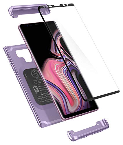 Spigen Galaxy Note 9 Case Thin Fit 360 - Exact Slim Full Cover Protection Case with Tempered Glass Screen Protector for Samsung Galaxy Note 9 (2018) - Lavender