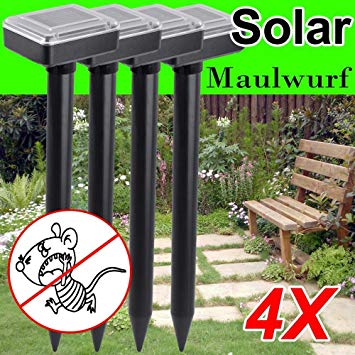 Yaheetech 4 X Mole Fright Solar Powered Sonic Pulse Scatter Mole Repeller Pest Control