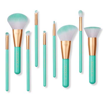 Docolor 9Pcs Makeup Brushes Set Professional Makeup Brushes SE Series Synthetic Hair Super Soft&Dense Affordable Make Up Brushes Set Foundation Highlight Eyeshadow Powder Makeup Set (Mint Green)