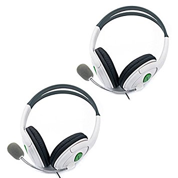 HDE Xbox 360 Headset Game Chat Xbox Live Headphone with Microphone - 2 Pack (White)