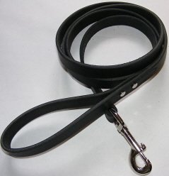 Punk Hollow Leather Dog Leash and Dog Training Leash 6 ft X 3/4 in Black and Nickel Amish Made