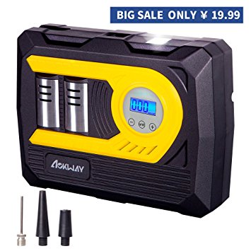 Air Compressor Tire Inflator Digital– Portable Auto Air Compressor Premium 12 Volt DC Pump to 100 PSI-Single Cylinder by aokway
