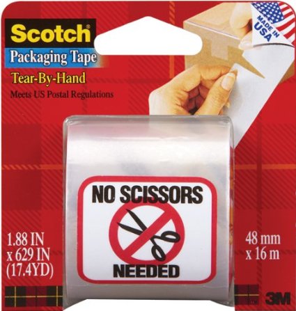 Scotch Tear By Hand Mailing Packaging Tape 188 x 629 Inch Clear 3841