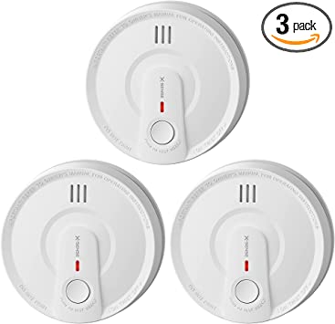 X-Sense 10-Year Battery Smoke Detector, Photoelectric Fire Smoke Alarm with LED Indicator & Silence Button, SD2K0AX, Pack of 3