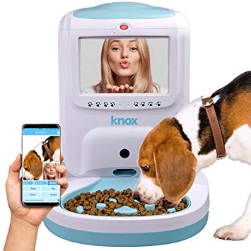 Knox Automatic Pet Feeder with 2 Way Video and Audio Live Interaction and Recording – Electronic WiFi Food and Treat Dispenser for Dogs and Cats - Schedule Feedings with Smartphone App