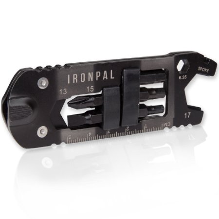 Bike Multitool Repair Kit 15 in 1 by Ironpal. Multi Function Bicycle Tool Strong & Slim Design made of Stainless Steel, No Rust. Portable Compact Hex Wrench Bit System, Precise & Durable for all bikes