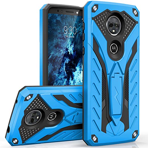 Zizo Static Series Compatible with Motorola Moto e5 Supra Case Military Grade Drop Tested with Built in Kickstand Moto e5 Plus Case Blue Black