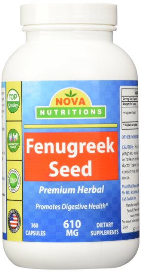 Fenugreek Seed 610 mg 360 Capsules by Nova Nutritions